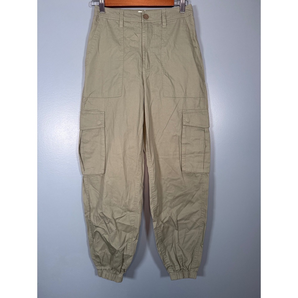 Abercrombie Fitch Women's Cargo Jogger Pants Khaki Green Elastic Waist Size S
